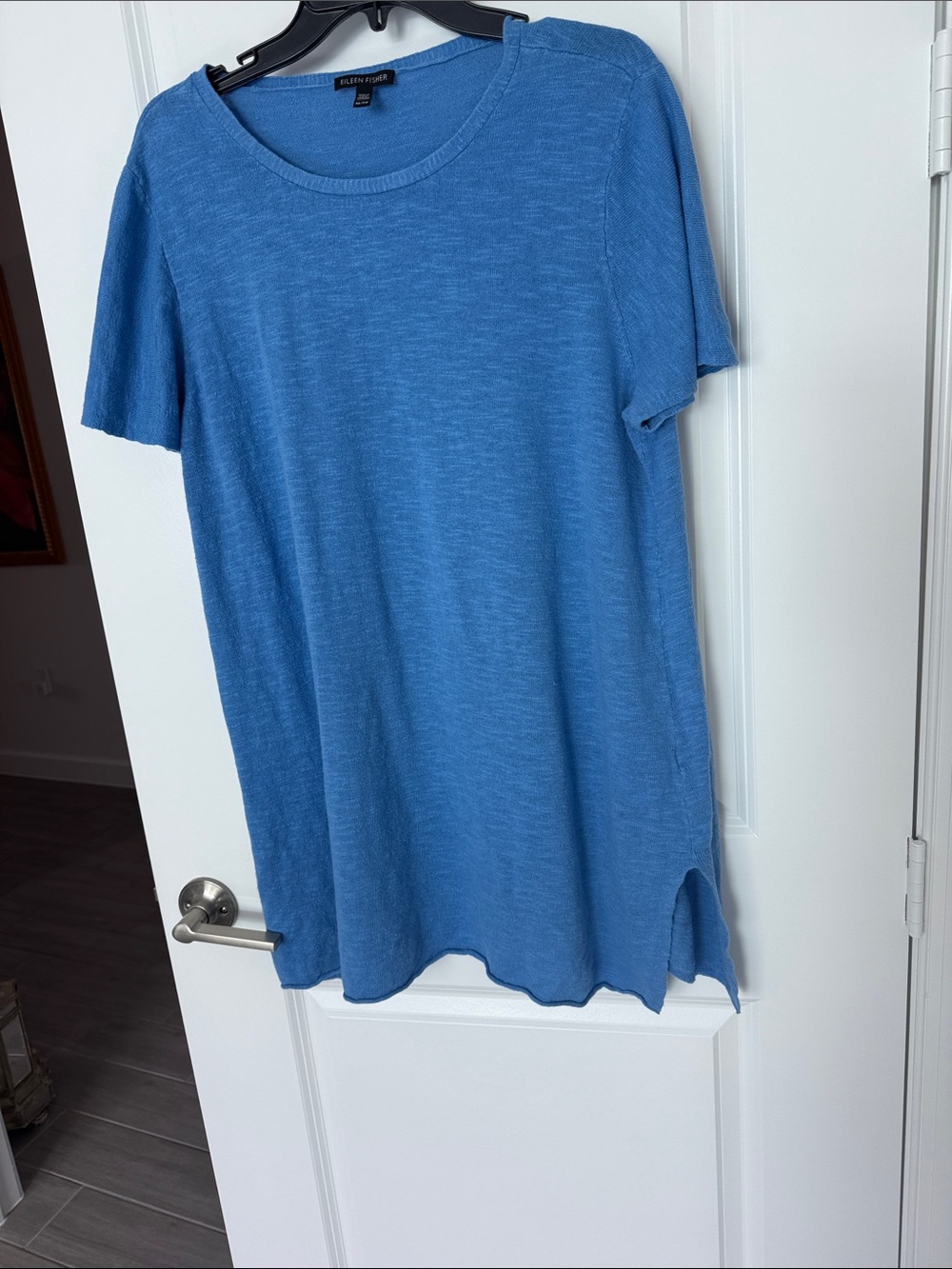 Eileen Fisher Cornflower Blue Short-Sleeve Knit Tunic XL